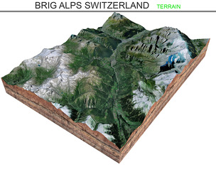 Brig Alps Switzerland Terrain 3d model