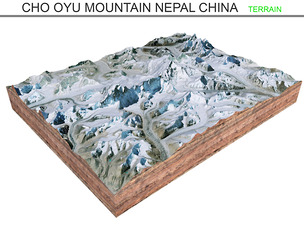 Cho Oyu Mountain Nepal China Terrain 3d model
