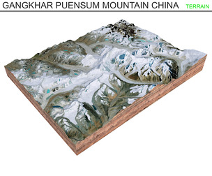 Gangkhar Puensum Mountain China Terrain 3d model