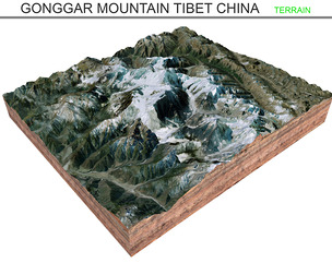 Gonggar Mountain Tibet China Terrain 3d model