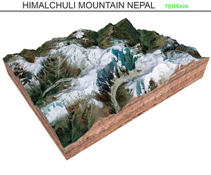 Himalchuli Mountain Nepal Terrain 3d model