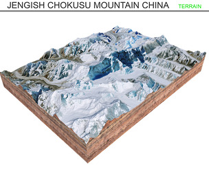 Jengish Chokusu Mountain China Terrain 3d model