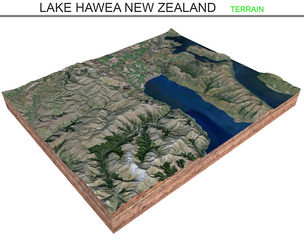Lake Hawea New Zealand Terrain 3d model