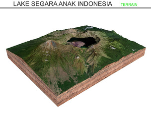 Lake Segara Anak Indonesia Terrain 3d model