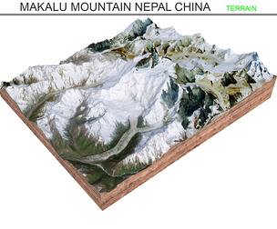 Makalu Mountain Nepal China Terrain 3d model