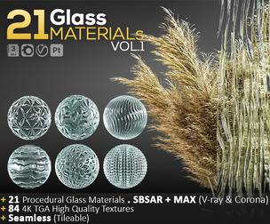 21 PBR 4K Glass Materials Vol.1
