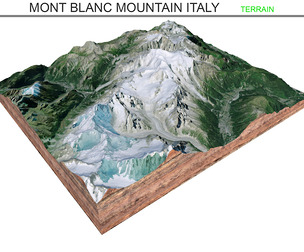 Mont Blanc Mountain Italy Terrain 3d model