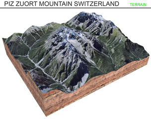 Piz Zuort Mountain Switzerland Terrain 3d model