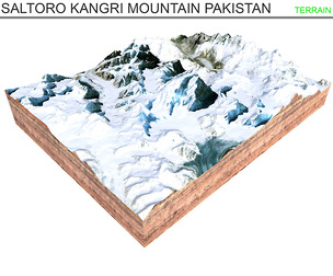 Saltoro Kangri Mountain Pakistan Terrain 3d model