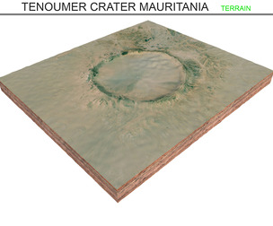 Tenoumer Crater Mauritania Terrain 3d model