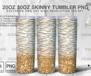20oz Glitter Gold Fur Africa Skinny Tumbler