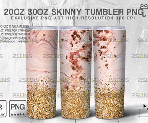 20OZ Glitter Gold Marble Skinny Tumbler
