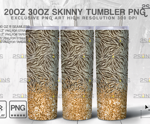 20oz Glitter Gold Leopard Skinny Tumbler