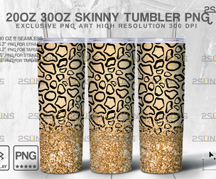 20oz Glitter Gold Leopard Skinny Tumbler