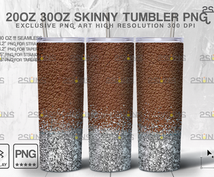 20oz Glitter Silver Leather Skinny Tumbler