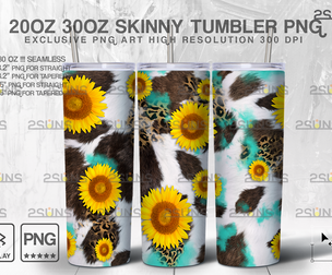 20oz CowHide Sunflower Skinny Tumbler