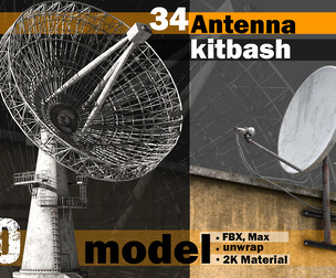 34 pieces-3d Model-kitbash antenna