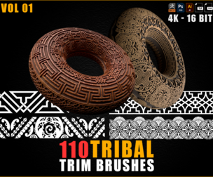 110 Tribal Trim Brushes (Roll Brushes) - V01