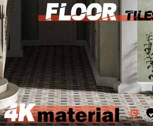 6 Floor Tiles, 4K & 2K PBR  textures - VOL 01