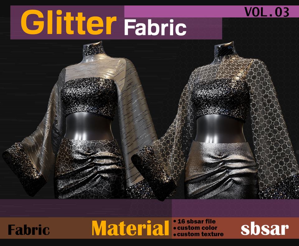 Glitter Fabric Material SBSAR VOL 03