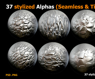 37 stylized Alphas 4K (Seamless & Tileable)