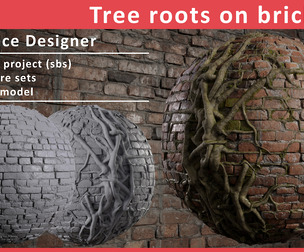 Tree roots on brick wall - Substace Designer