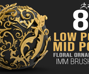 85 low, mid poly baroque floral ornament IMM