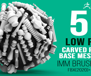 55 Low poly wood carved chair or table parts IMM