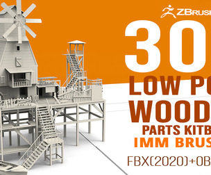 300 Low poly wooden shed house or farm IMM