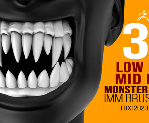 30 Low and mid poly monster teeth IMM