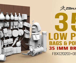 35 Low poly bags backpacks pouches IMM set