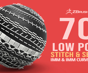 70 Low poly stitch sewing seams curve IMM
