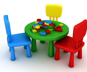 Kindergarten Table Chair 02 Low-poly 3D model