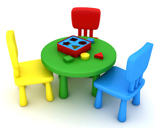 Kindergarten Table Chair Low-poly 3D model