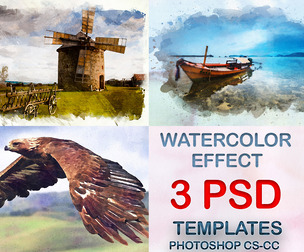 Watercolor Painting Effect, Photoshop PSD Template