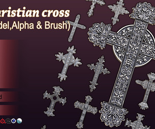 20 Christian cross (3D Model,Alpha & Brush) V2