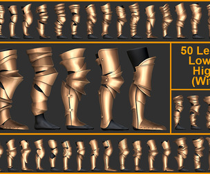 50 Leg Armor Pack Highpoly and Lowpoly (With UVs)