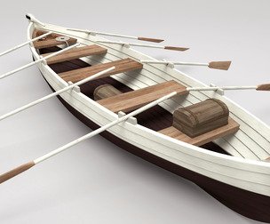 boat jolly with oars