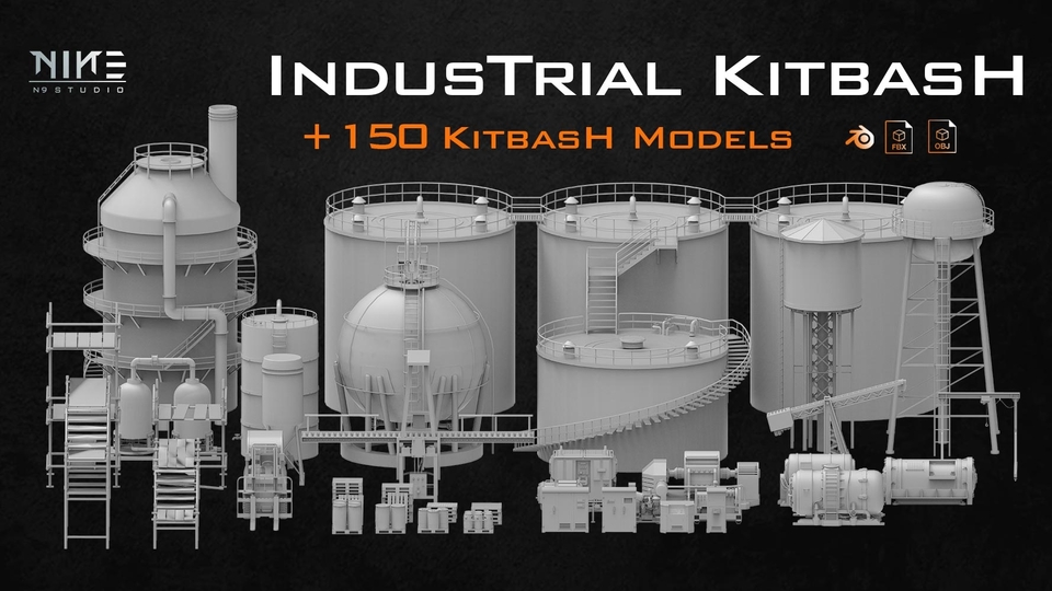 +150 Industrial Kitbash