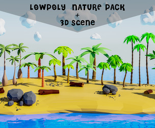 Lowpoly nature pack with 3d scene