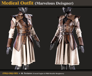 Medieval outfit- Marvelous Designer + OBJ + FBX