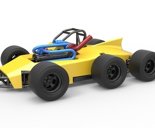 Cconcept race car with 6 wheels 1:25