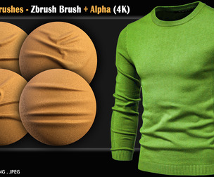 70 Fabric Brushes - Zbrush Brush + Alpha (4K)