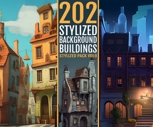 202 Stylized Background Buildings