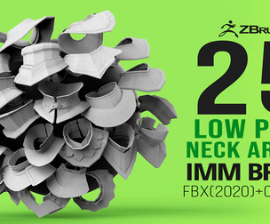 25 Low poly medieval neck gorget armor IMM set