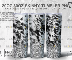 20oz CowHide Silver Glitter Skinny Tumbler