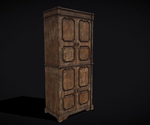 Old Tall Wooden Wardrobe