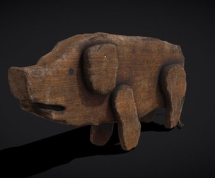 Medieval Carved Pig Toy
