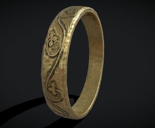 Engraved Medieval Flowers Ring