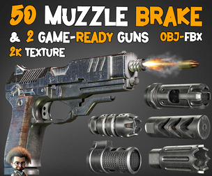 50 Muzzle Brake + 2 Game Ready Gun + Textures
